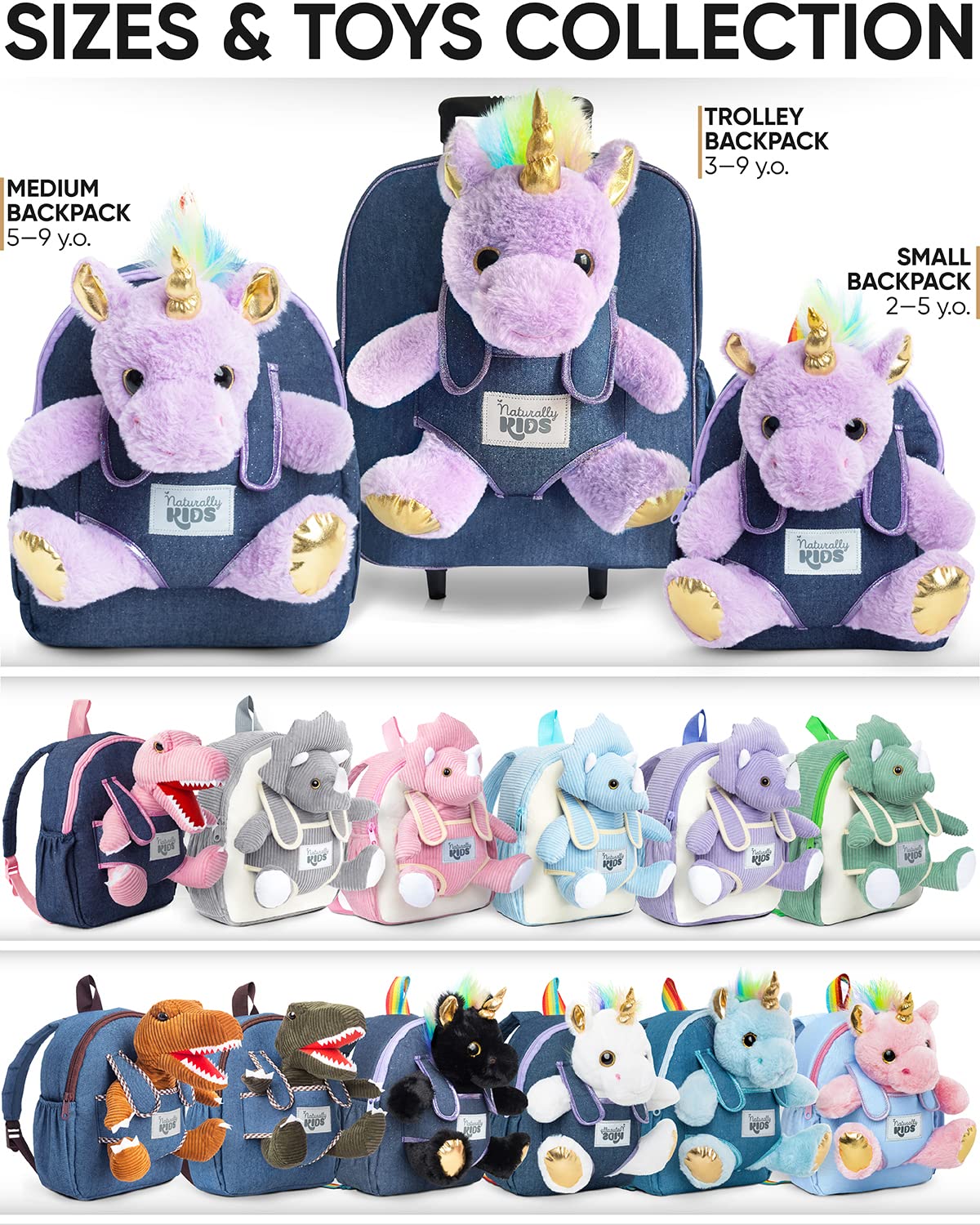 Toddler Luggage for Girls w Unicorn Toys, Kids Rolling Backpack for Girls, Toddler Suitcase, Gifts for 3 4 5 6 Year Old