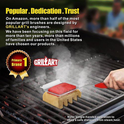 GRILLART BBQ Grill Brush Replacement Head - Heavy-Duty Bristle-Free Scraper for Cast Iron & Stainless Steel Grates