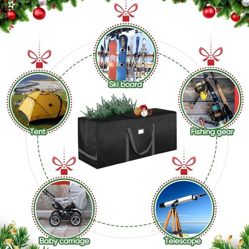 BALEINE Extra Large Christmas Tree Storage Bag - Heavy Duty, Reinforced Handles & Dual Zippers (7.5 ft, Black)