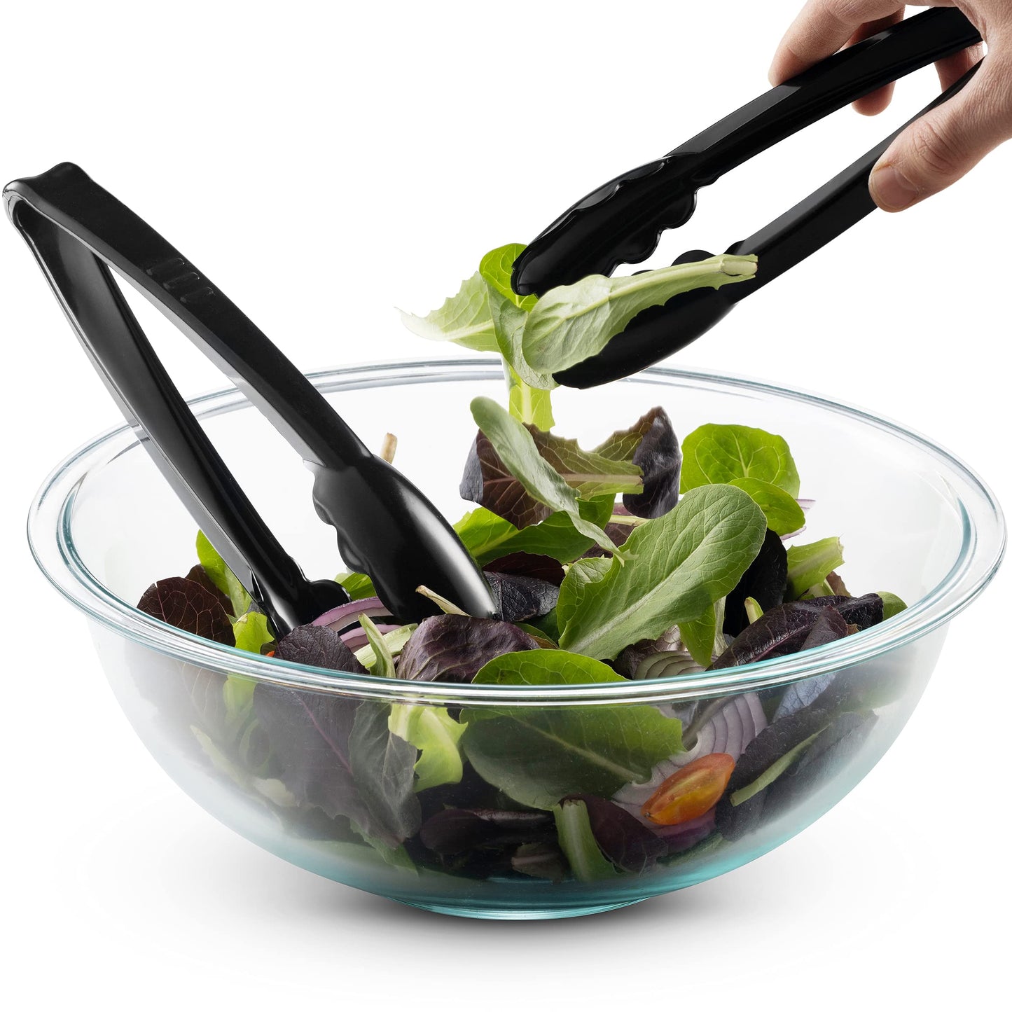 Plastic Tongs for Serving (Pack of 36) 9 Inch - Heavy-Duty Hard Plastic Reusable or Disposable Serving Tongs for Catering, Dinner Parties, Banquets, Buffets, Events, Weddings and Everyday Use, Black