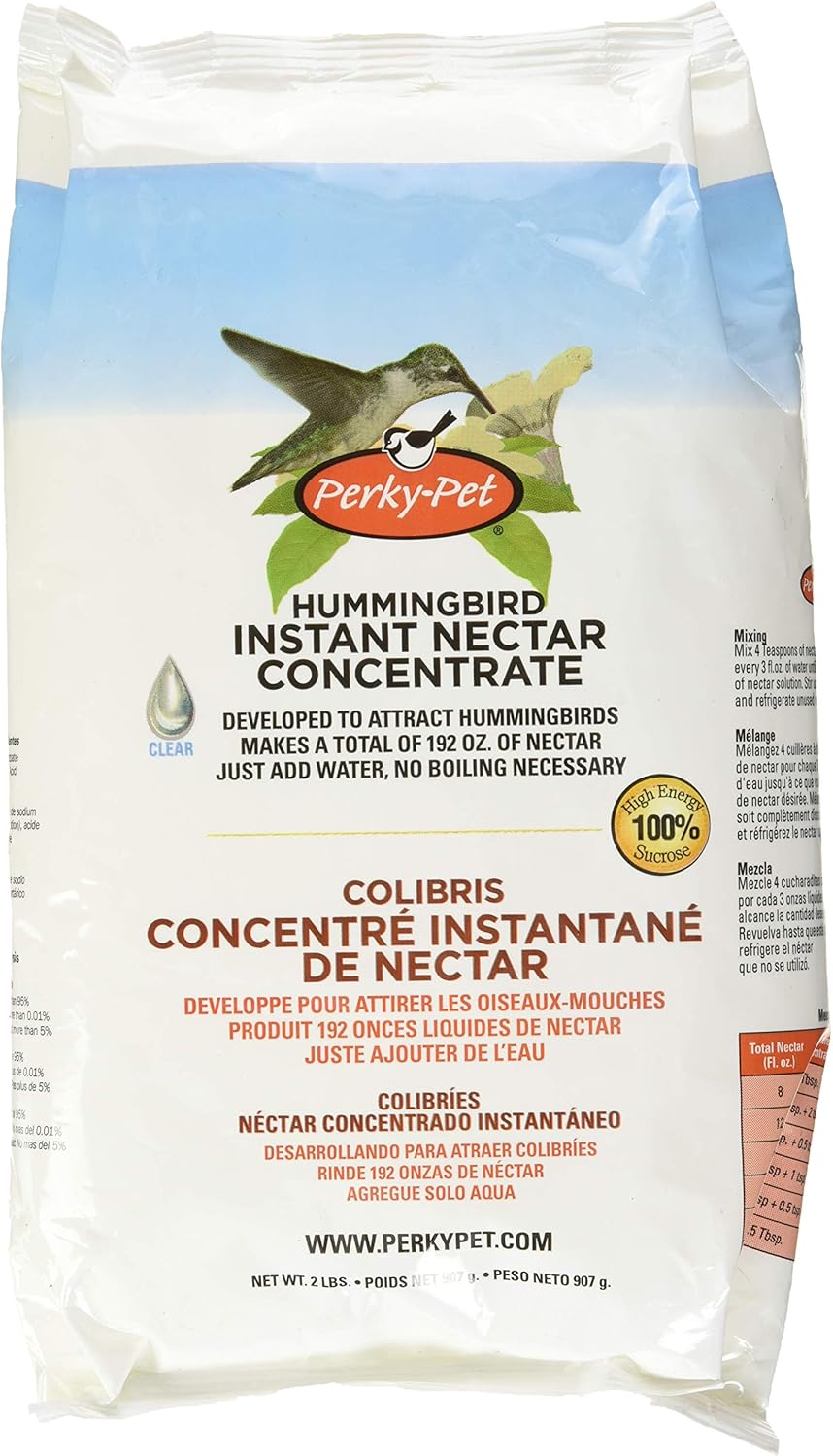 Perky-Pet Hummingbird Nectar Powder Concentrate - 2 lb Bag | Makes 192 oz of Clear Liquid Food