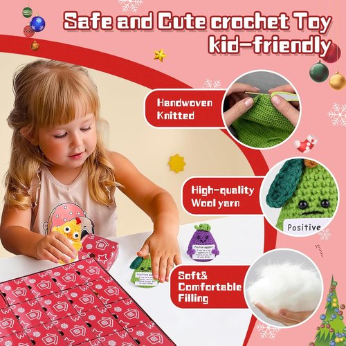 Handmade Crochet Animals Advent Calendar 2025 - 24 Days of Positive Cards & Emotional Support Toys