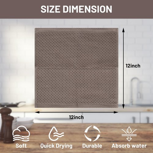 AIQIBAO 100% Cotton Kitchen Dish Cloths, 6 Pack Ultra Soft Absorbent Waffle Weave Dish Towels for Drying Dishes Quick, 12 * 12 Inches（Colord