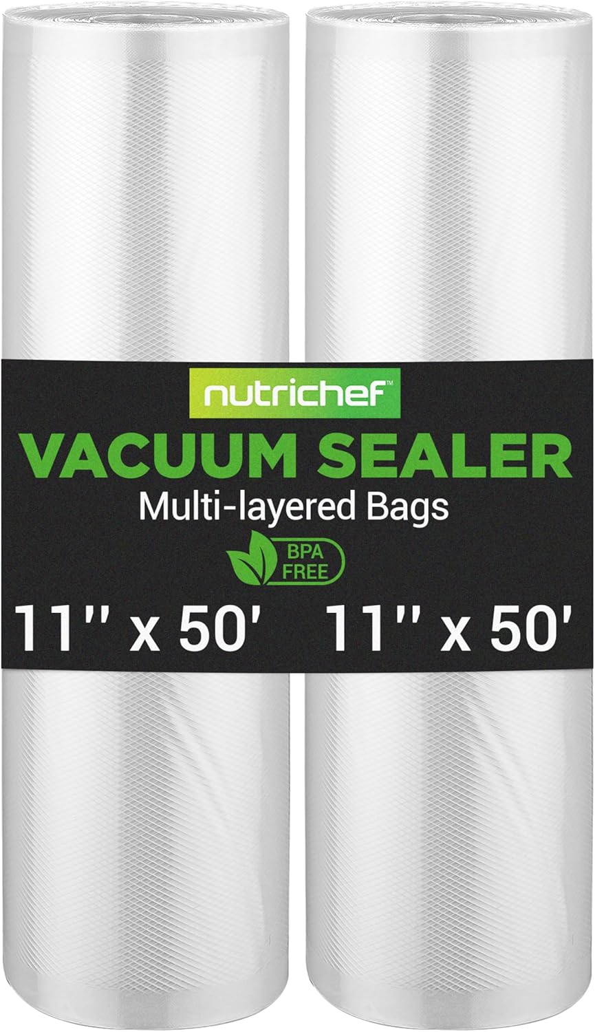 NutriChef Vacuum Sealer Bags - Heavy Duty, BPA-Free Rolls 11x50 | Perfect for Meal Prep & Sous Vide