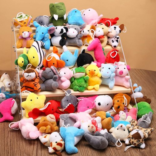 56 Pack Mini Plush Animals Toys Bulk, Small Stuffed Animals Set Including Sea Creatures, Keychain for Claw Machine, Birthday Party Favor, Goodie Bag Fillers, Carnival Prizes, Classroom Prizes & Reward