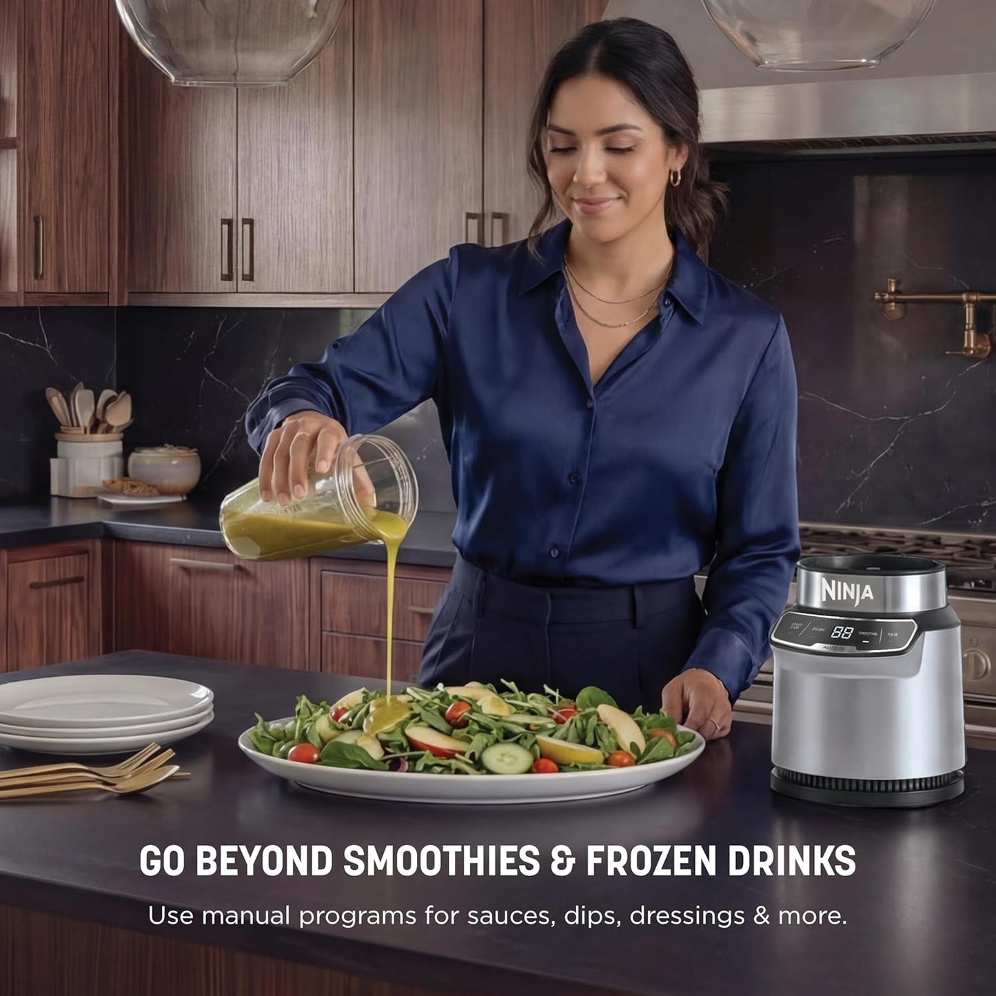 Ninja Blender | Nutri Pro | Auto IQ Smoothie Maker with 2 To-Go Cups & Lids | 1100W Silver