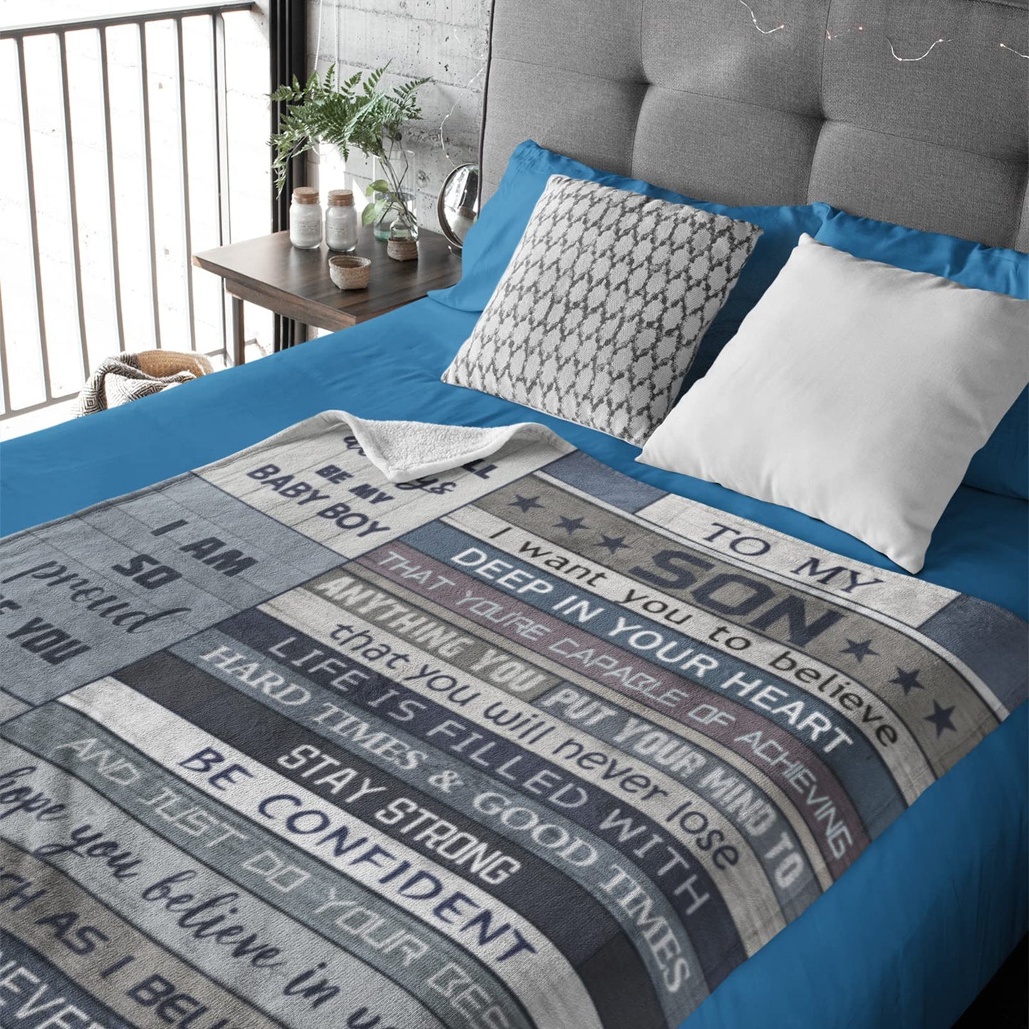 Yamco Son Blanket - Birthday or Wedding Gift from Mom and Dad - Throw Blanket 80"x 60" - Graduation Present for Grown Son