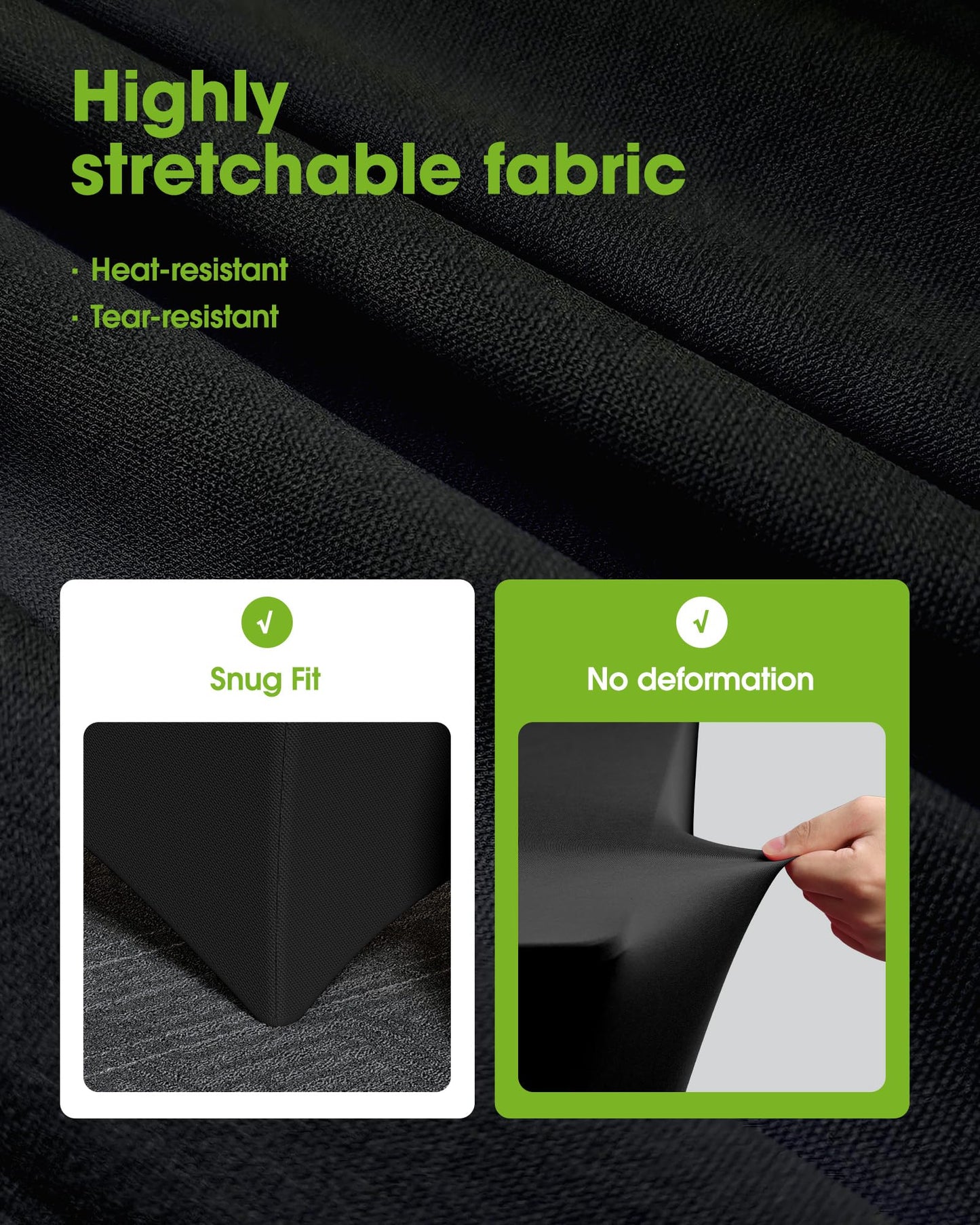 Pureegg Spandex Tablecloth 6ft - 12 Pack, Fitted and Tight Cloth for Rectangle Table, Wrinkle-Free and Stretch Table Cover for Party, Wedding, Banquet and Birthday, Black