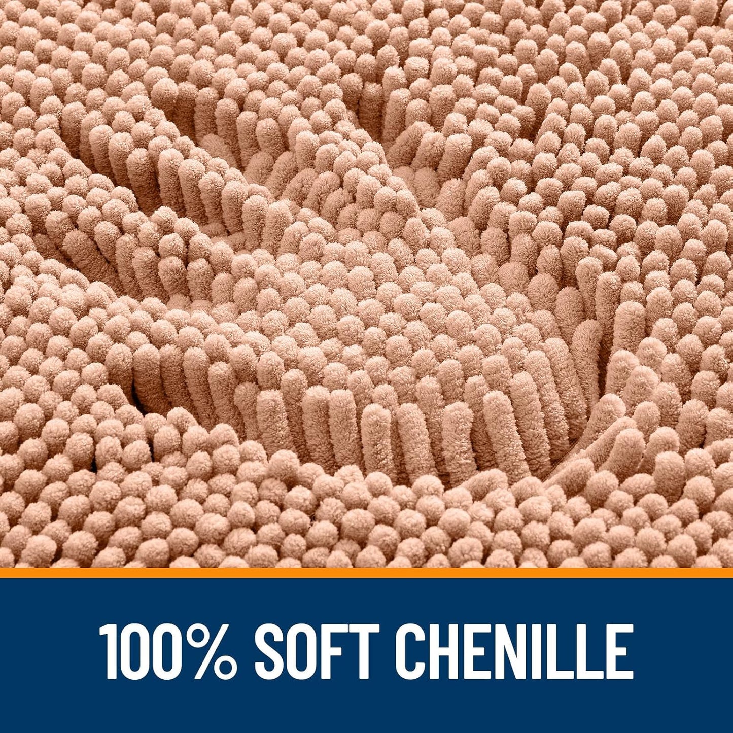 OLANLY Large Bathroom Rugs - Extra Soft Chenille Bath Mats | Quick Dry, Machine Washable, Peach 50x30