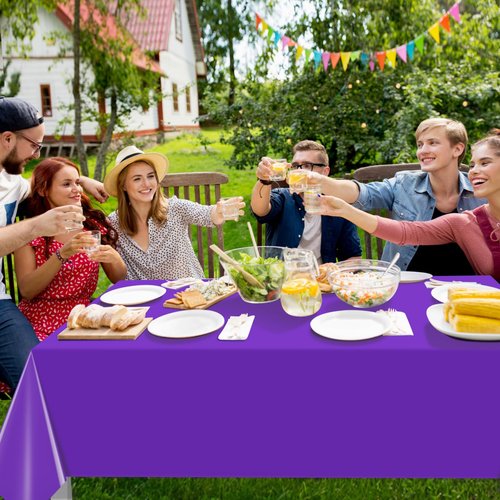 16 Pack Purple Plastic Tablecloth for Rectangle Tables, Premium Decorative Purple Disposable Table Cloths for Parties, Rectangle Party Table Cover for Birthday Anniversary Graduation, 54x108 Inch