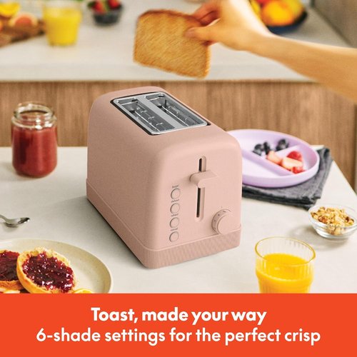 Bella 2 Slice Toaster - 6 Shade Settings, Reheat & Bagel Functions, Removable Crumb Tray, 900W - Blossom
