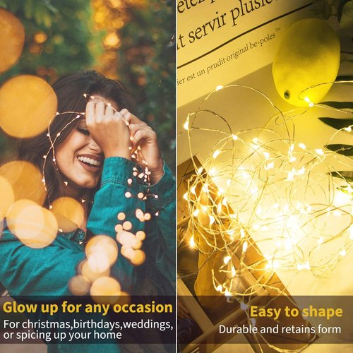 Brightown 12-Pack LED Fairy Lights - Battery Operated, Waterproof Silver Wire, 7 Feet for Weddings & Parties