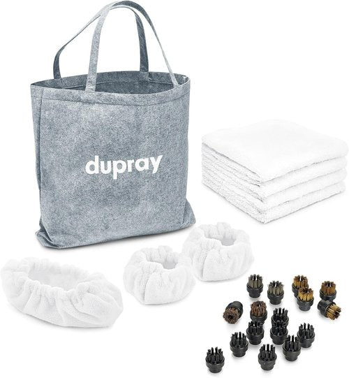 Dupray Steam Cleaning Pack Pro - 24-Piece Accessory Kit with Microfiber Cloths & Brushes