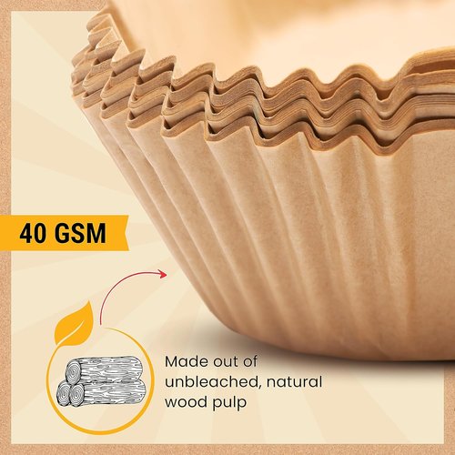Baker's Signature Air Fryer Liners - 250 Pcs Non-Stick & Oil Proof for Easy Cleanup | 8” Square for 5-8 Qt Baskets