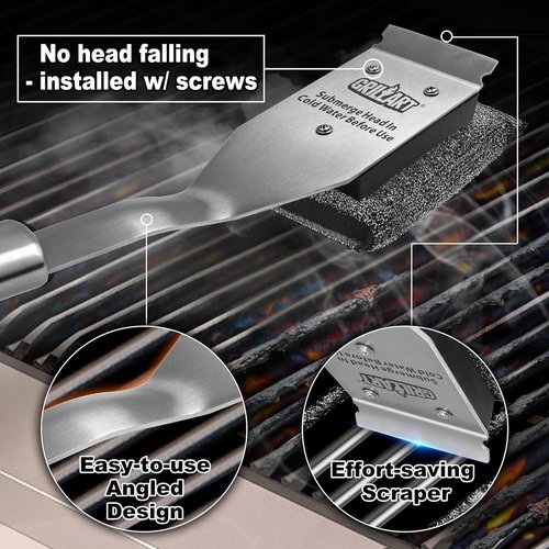 GRILLART Grill Brush - Bristle-Free BBQ Cleaner with Replaceable Head | Safe for Outdoor Grills