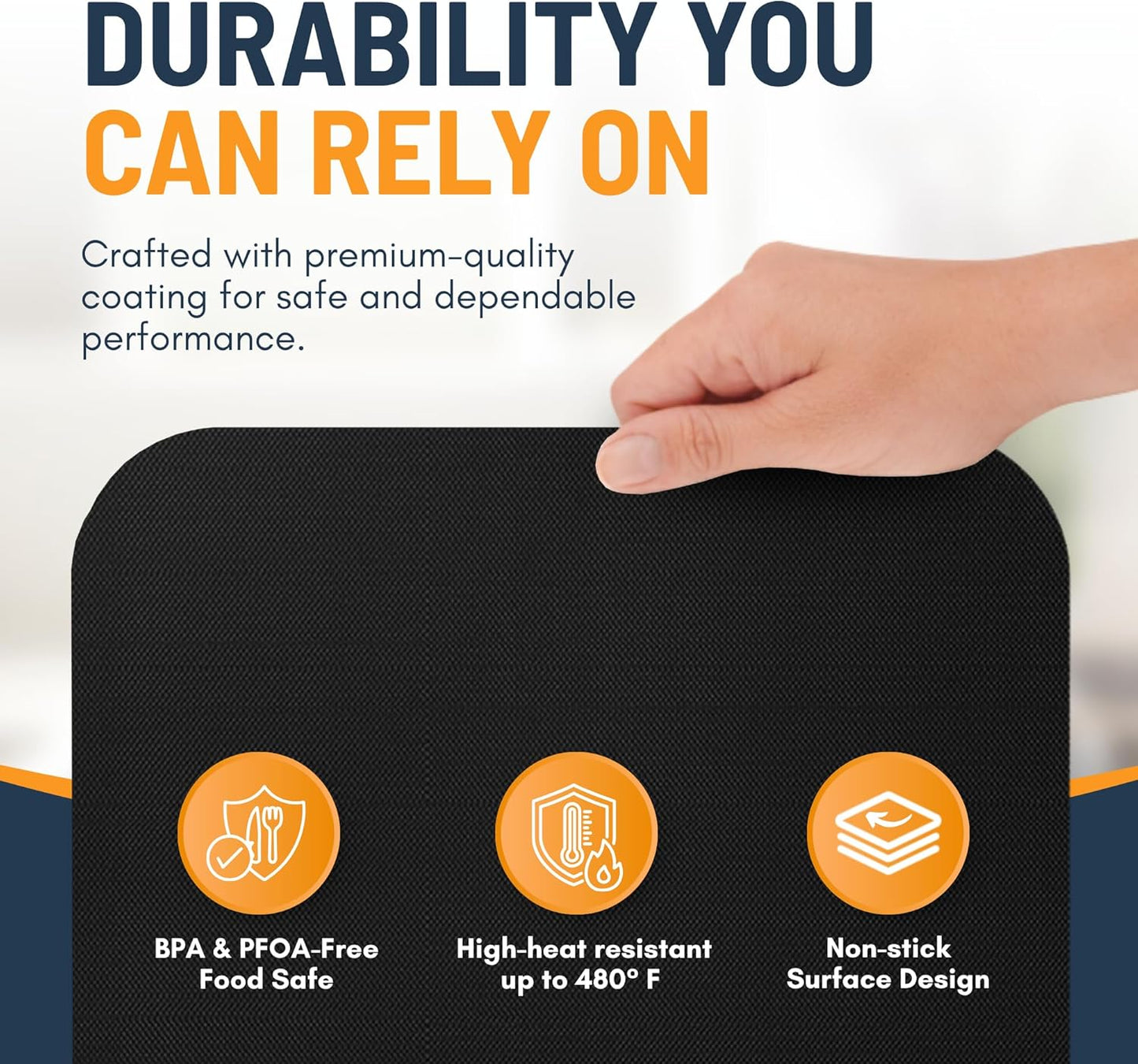 Skiennix Toaster Oven Liners - Reusable Non-Stick Heat Resistant Mats | 12"x12" Black (2 Pack)