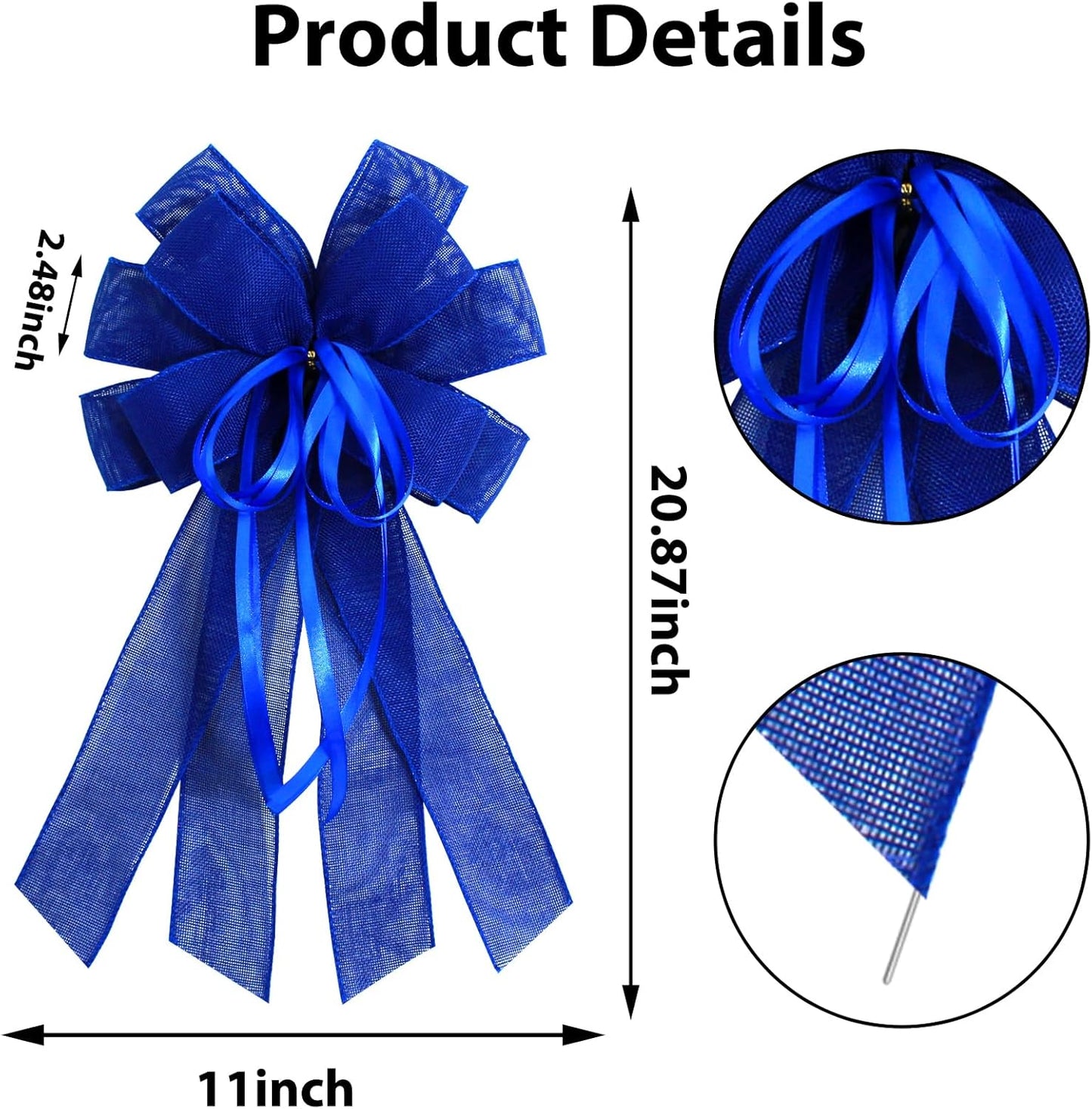 Skiennix Large Dark Blue Burlap Bow - Perfect for Wreaths & Spring Decor | Holiday Party Accent