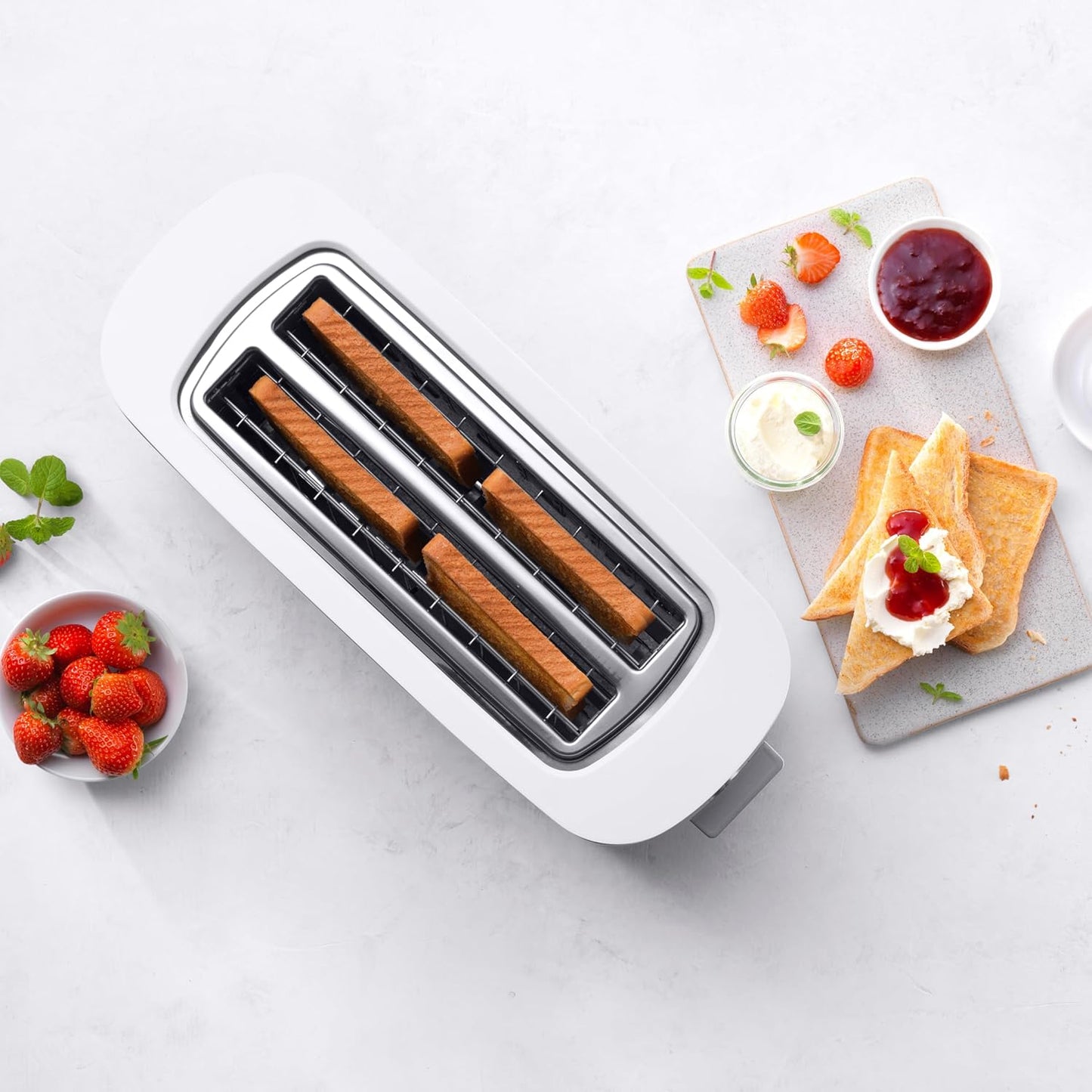 ZWILLING Enfinigy 4-Slice Long Slot Toaster - Extra Wide 1.5" Slots for Bagels & Toast | Silver Finish
