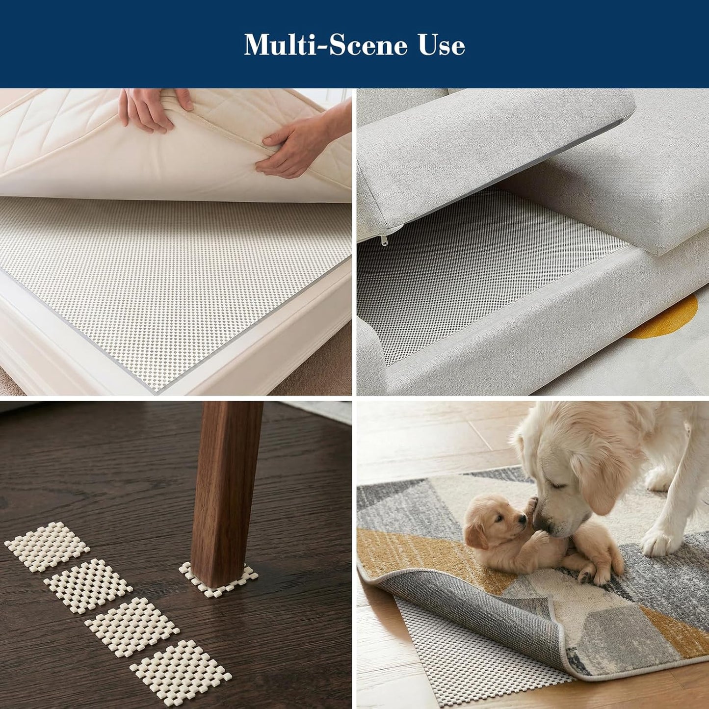 Veken Rug Gripper Pad - Non-Slip Cushion for Hardwood & Tile Floors | 12 Pcs, 2x3 Ft Anti-Skid Mat