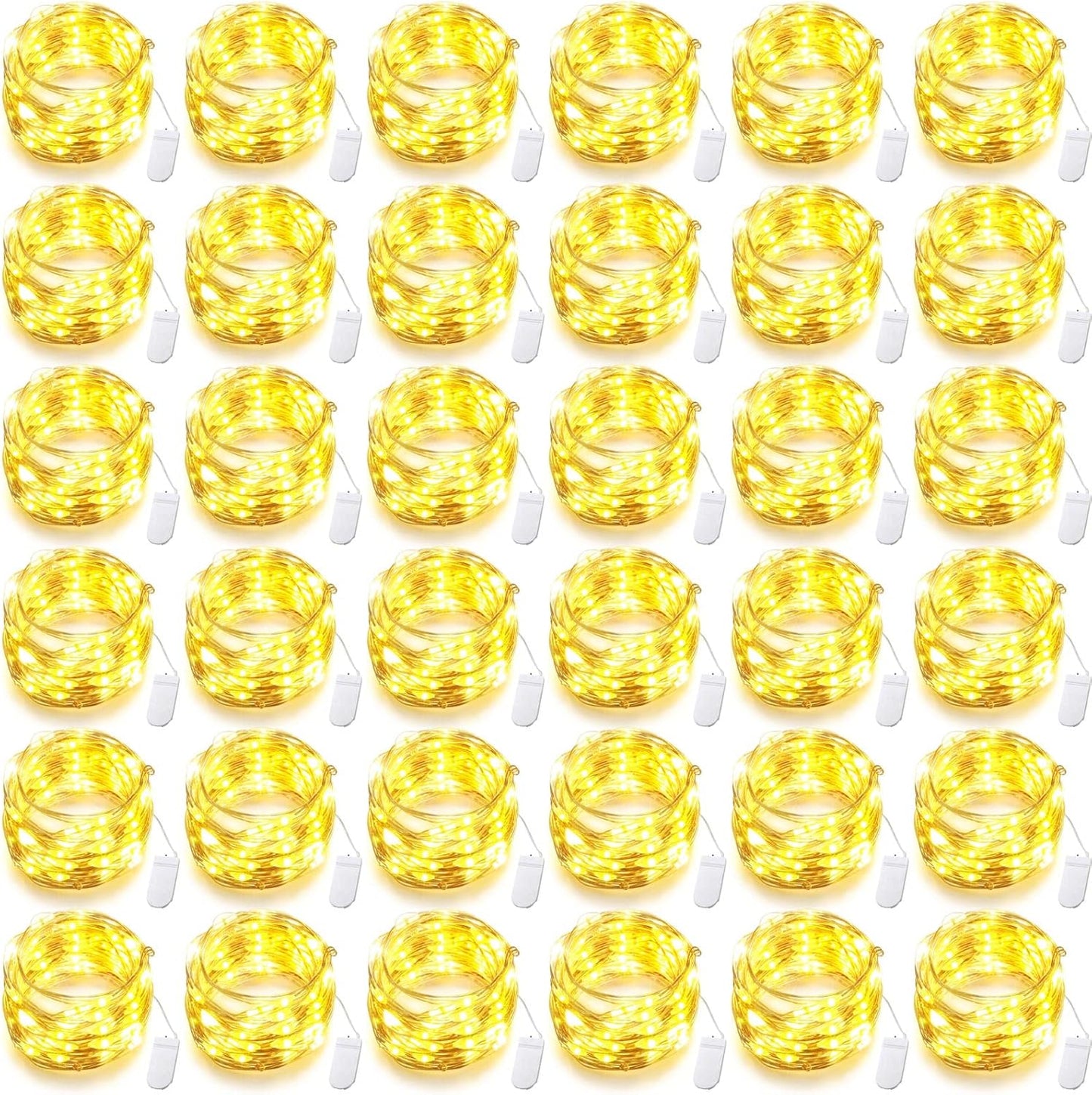 Riakrum 50 Pack 10 Ft LED Fairy Lights - Battery Operated Waterproof String Lights for Weddings & Decor | Warm White