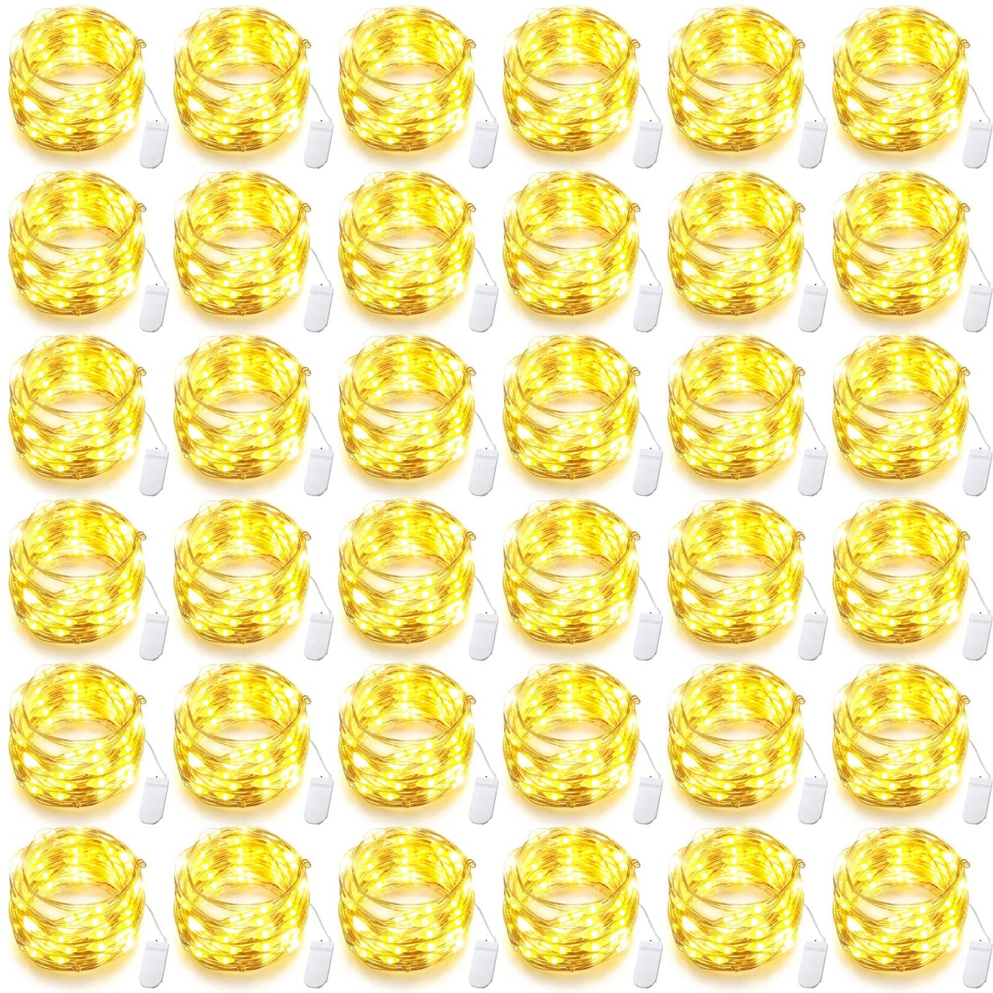 Riakrum 50 Pack 10 ft 30 LED Fairy Lights Battery Operated, Christmas Tiny String Lights Bulk Starry Light Waterproof for Mason Jars Wedding Party Christmas Centerpiece Table Decor, Warm White