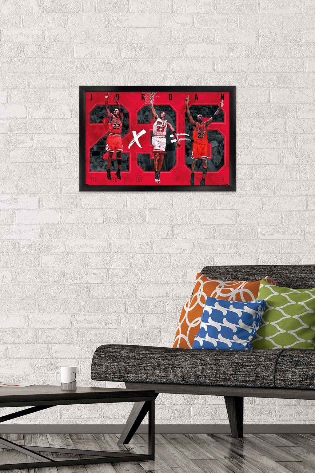 Trends International Michael Jordan - Six Wall Poster, 14.725" x 22.375", Black Framed Version