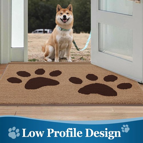 Buganda Dog Door Mat - Absorbent Dirt Trapper for Muddy Paws | Washable Non-Slip Indoor Doormat (47x32 Inches, Beige)