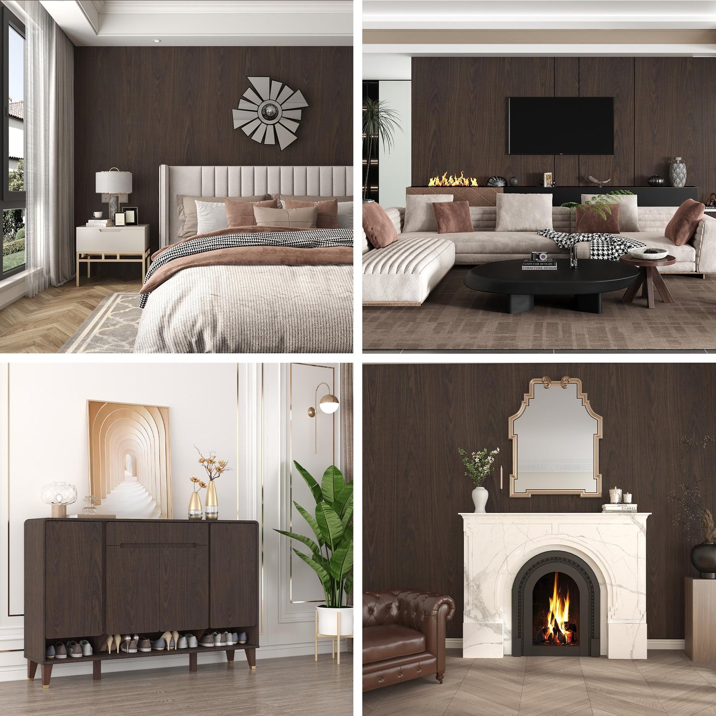 BAYYA Dark Brown Wood Grain Contact Paper Waterproof Peel and Stick Wallpaper Black Walnut Furniture Sticker for Kitchen Cabinet Table Floor Shelf Drawer Liner Self-Adhesive Vinyl Film Wall Covering