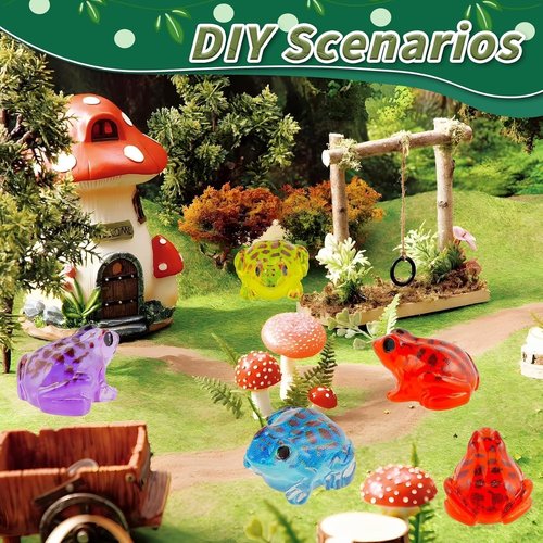 Exasinine 50Pcs Miniature Luminous Frog Figurines - 10 Color Options for Fairy Gardens & Aquariums