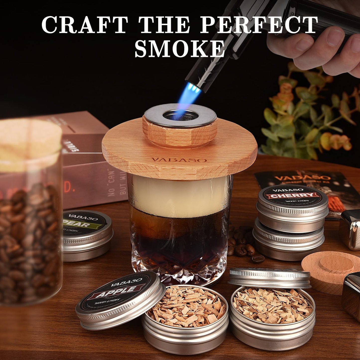 18PCS Whiskey Smoker Kit with Torch - 6 Flavors of Wood Chips, 2 Glasses, Ice Molds - Cocktail Smoker Kit, Old Fashioned Smoker Kit, Birthday Bourbon Whiskey Gifts for Men, Dad, Husband