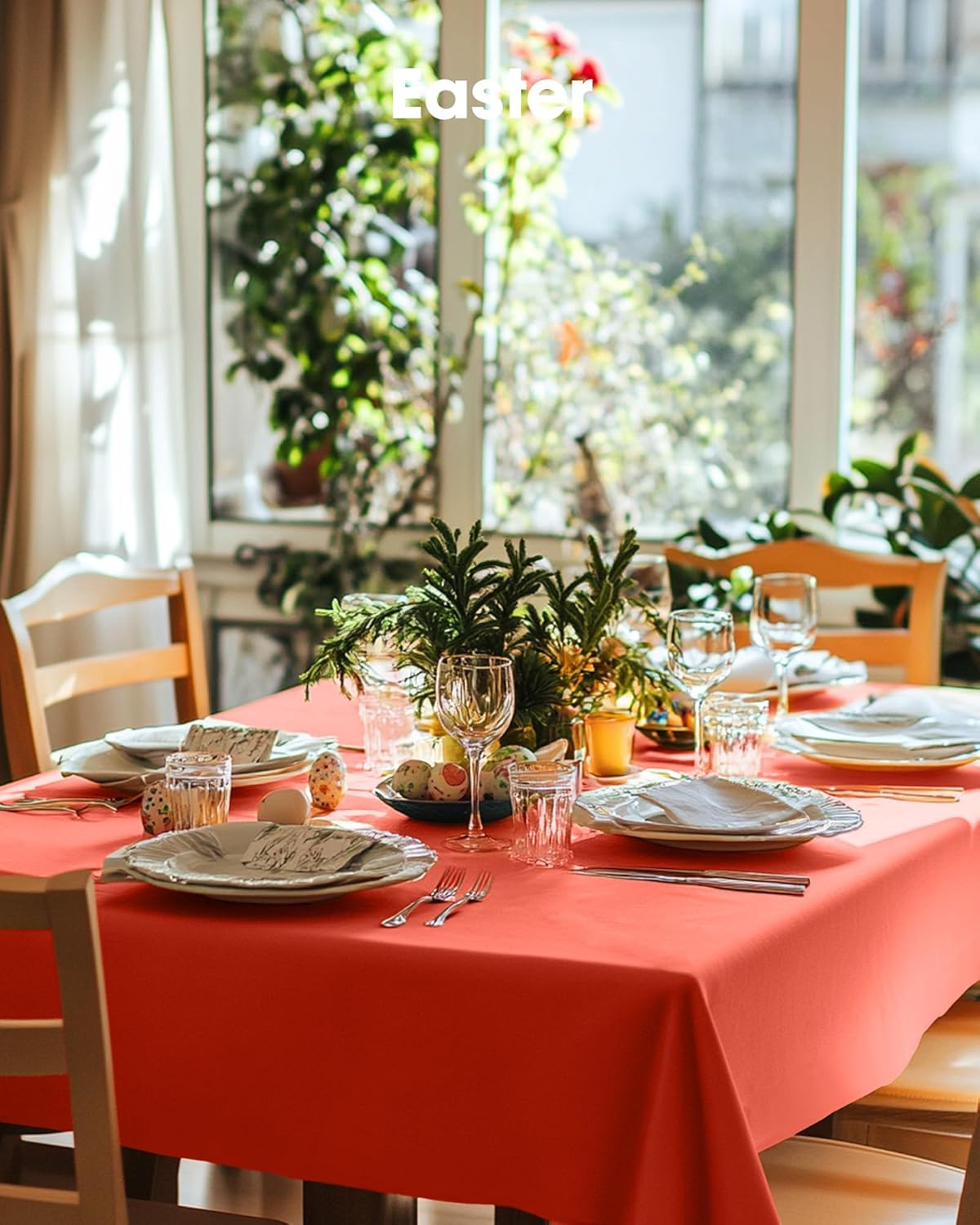 Pureegg Disposable Plastic Tablecloths - 8 Pack, 54 x 108 Inch, Leakproof & Sturdy for Halloween & Thanksgiving | Orange