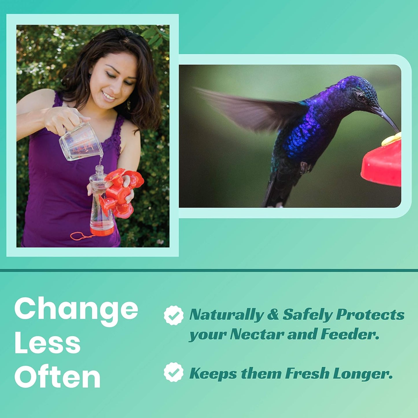 Sapphire Labs Nectar Defender - Hummingbird Nectar Extender for Longer Lasting Feed - 2 Pack