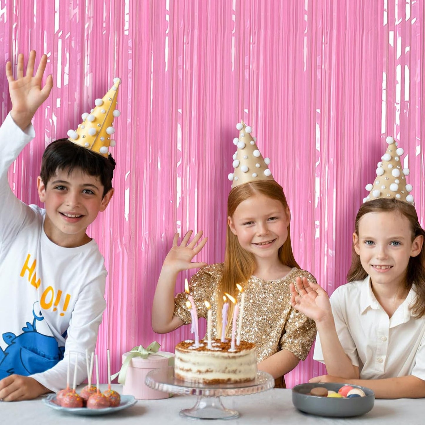 Regine Switzerland Pink Foil Fringe Streamers - Elegant Backdrop Curtains for Birthday & Graduation Celebrations