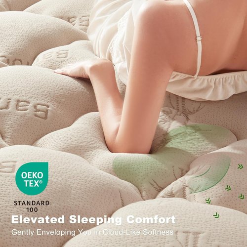 BEDLORE Full Size Mattress Topper - Thick Bamboo Viscose Pillow Top for 6"-15" Mattresses | Breathable Comfort & Back Pain Relief (Beige)