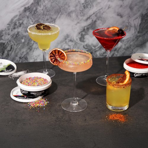 Collins Red Cocktail Sugar, Enhance Daiquiris, Cosmopolitans, Margaritas, Cocktail Drinks, Glass Rimming Sugar for Cocktails 7oz