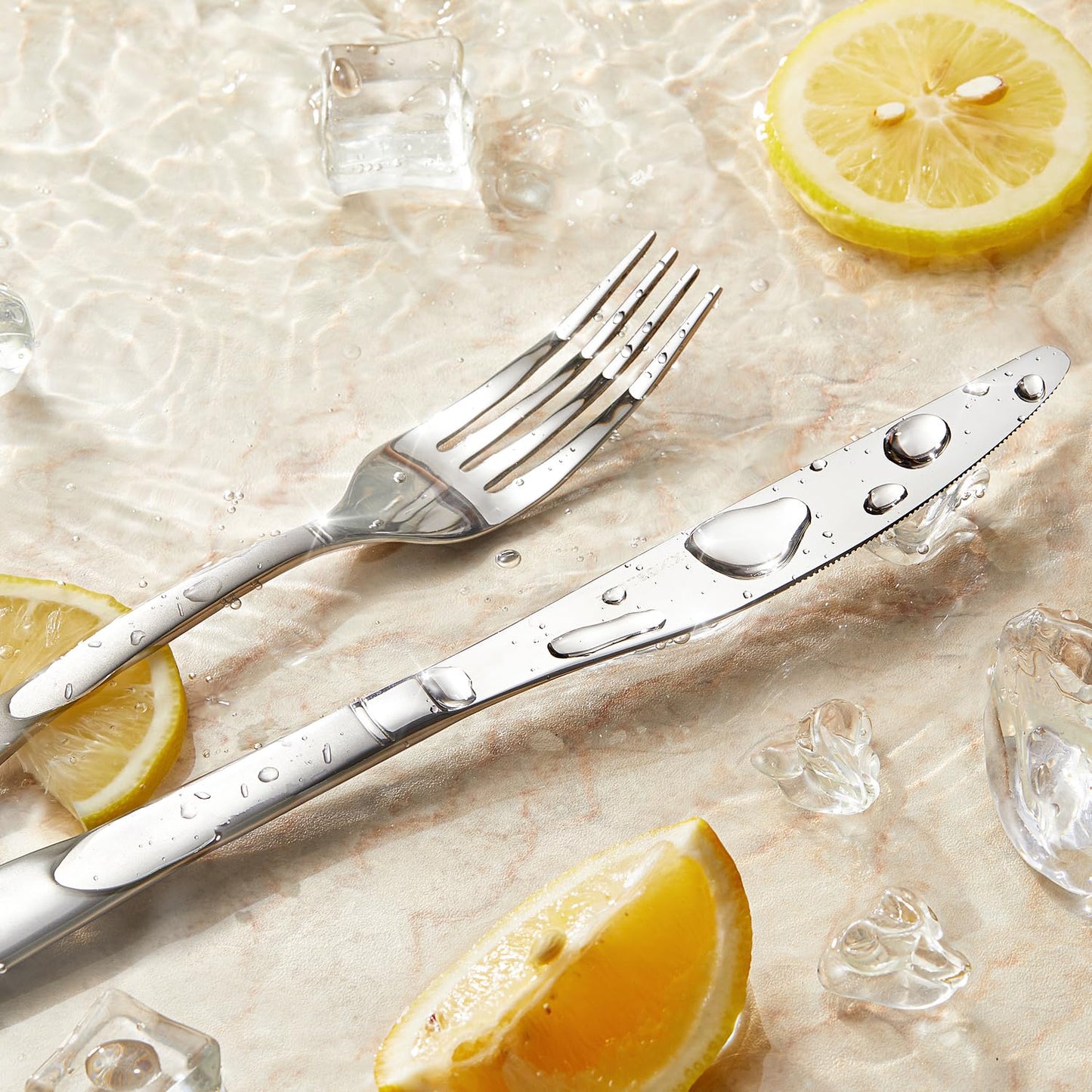 KINGSTONE Silverware Set, 20-Piece Flatware Set for 4, 18/10 Stainless Steel Cutlery Set with Bead Edge, Utensil for Kitchen, Home, Party, Wedding, Matte Silver, Dishwasher Safe, Featured Gifts