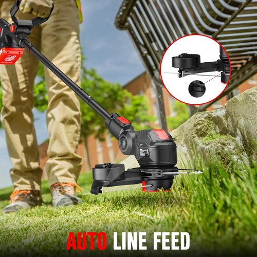 EWORK 20V Cordless Weed Wacker - 12-Inch Electric String Trimmer with 2 Batteries & Fast Charger