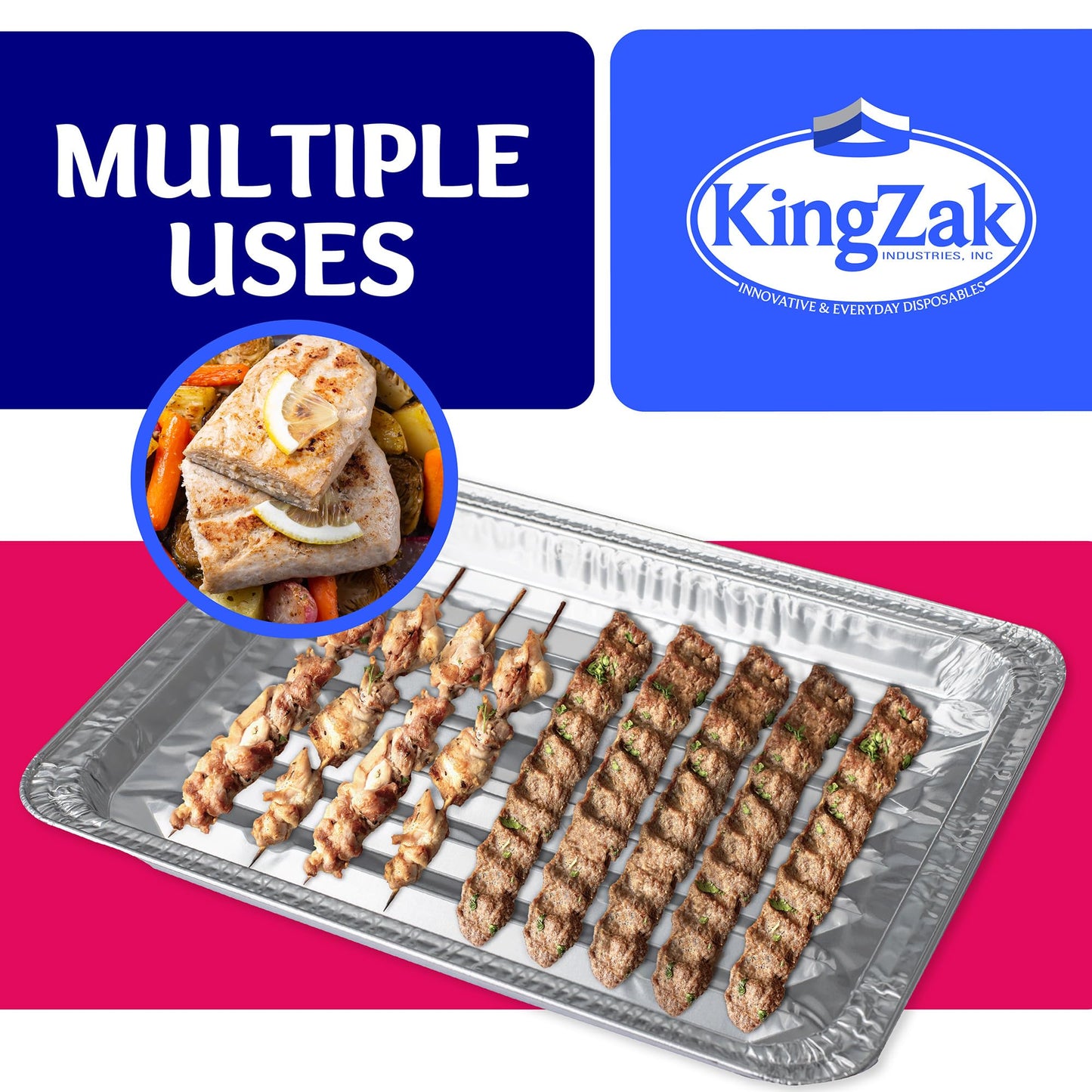Nicole Home Collection Aluminum Foil Broiler Pans, Grill Liners (20 Pack) Sheet Pans for Oven, Roasting Rack, Disposable Aluminum Trays with Ribbed Surface for BBQ