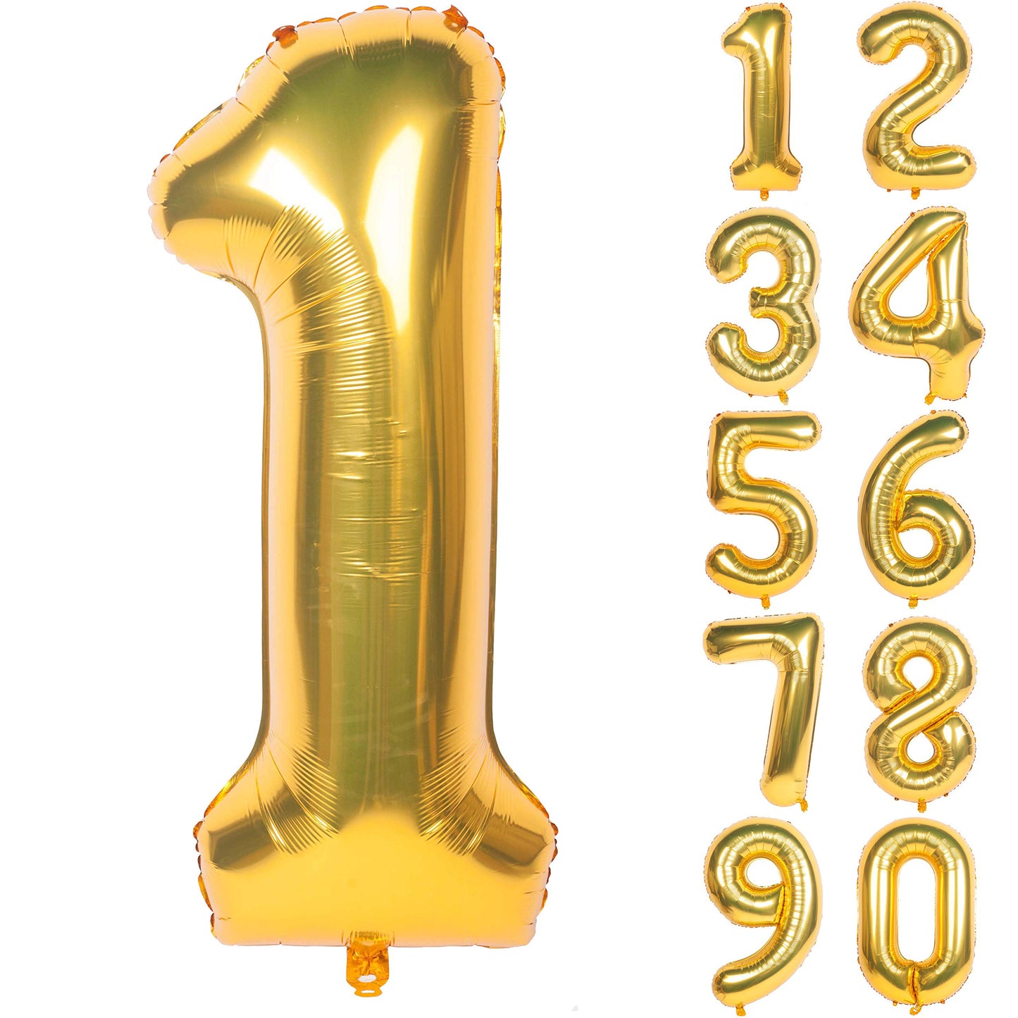 40 Inch Large Gold Number Balloons 1 Aluminum Foil Mylar Big Number Balloons 0-9 Suitable for Gold Birthday Parties, Weddings and Anniversary Photography