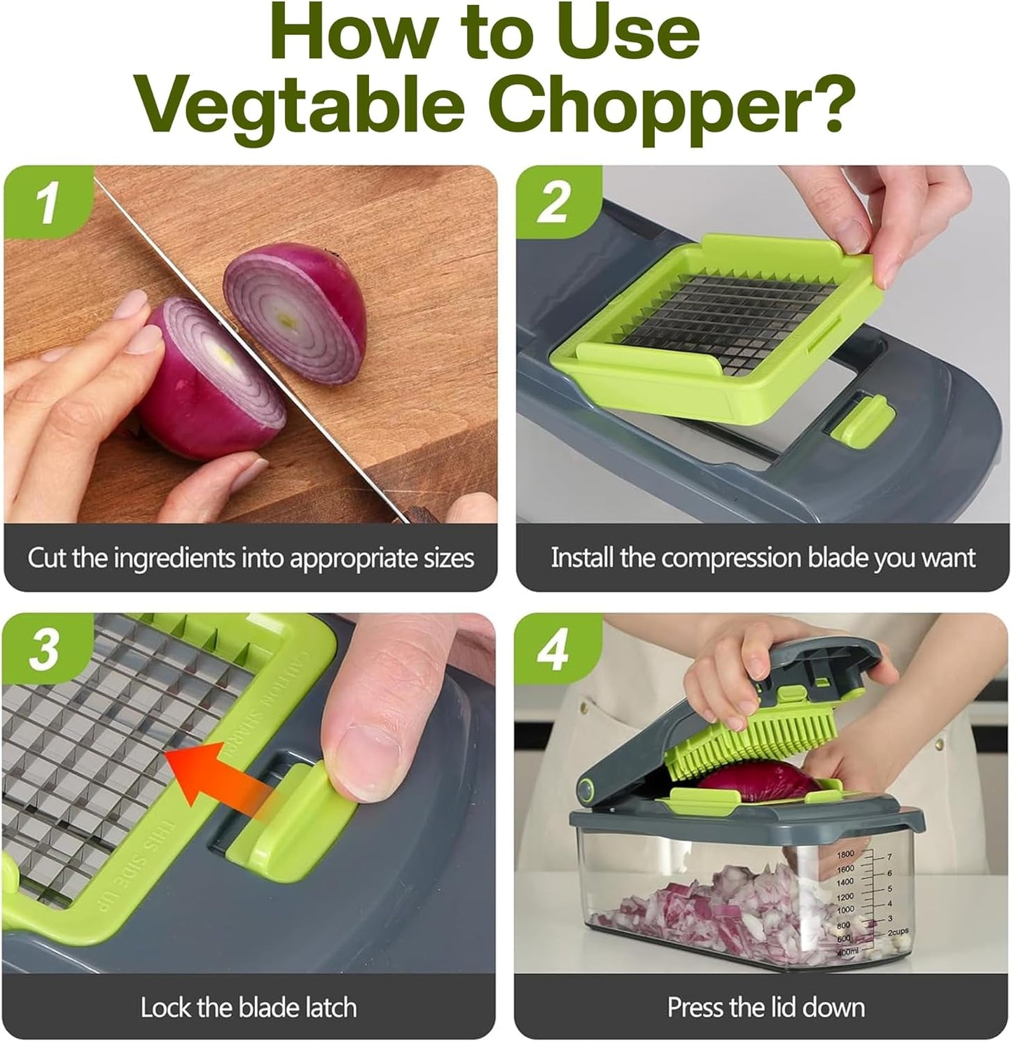 Vegetable Chopper - Skiennix 16-in-1 Food Slicer with 8 Stainless Steel Blades & Storage Container
