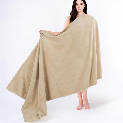 Cotton Paradise 100% Cotton Oversized Bath Sheet - Extra Large 40x80 Beige Turkish Towel