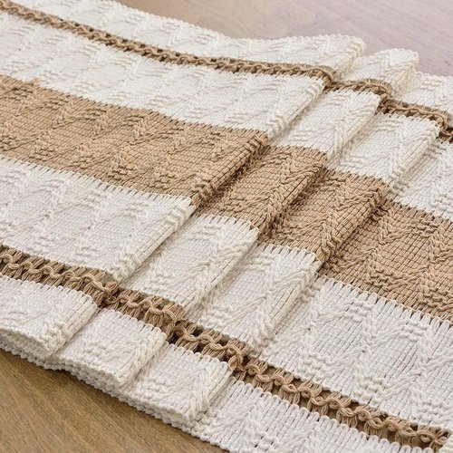 FEXIA Boho Table Runner for Hoilday Spring Home Decor with Tassels Pottery barn Furniture Farmhouse Rustic Macrame Burlap Table Decoration for Living Room (12x36 Inches)