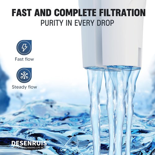 DESENRUIS Water Filter Replacement - Compatible with Brita Pitchers & Dispensers | Reduces Chlorine & Bad Taste, BPA-Free, Pack of 3