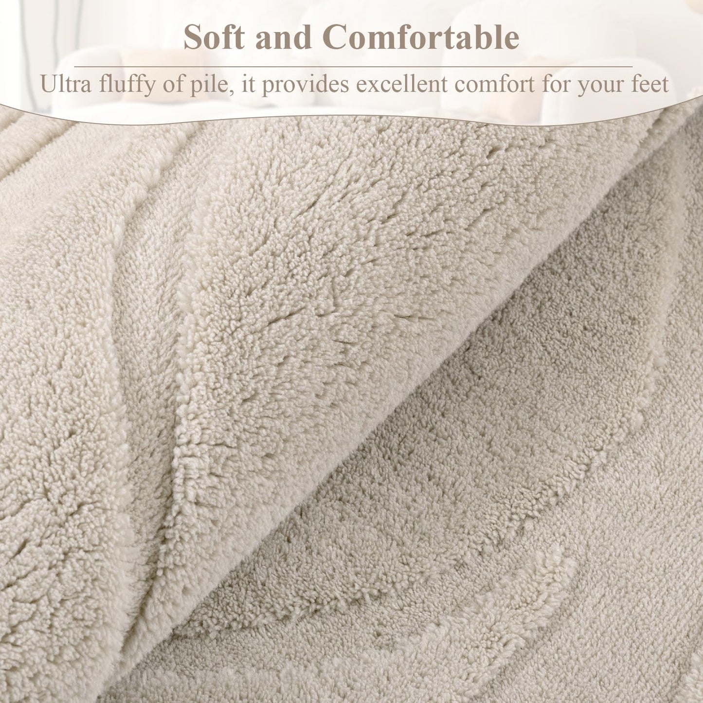 SHACOS Soft Area Rug for Living Room 6x9, Washable Non Slip Bedroom Rug Beige, Fluffy Large Rugs Carpet for Floor Living Room Kids Nursery Room, Home Decor Aesthetic - Leaf Pattern Design