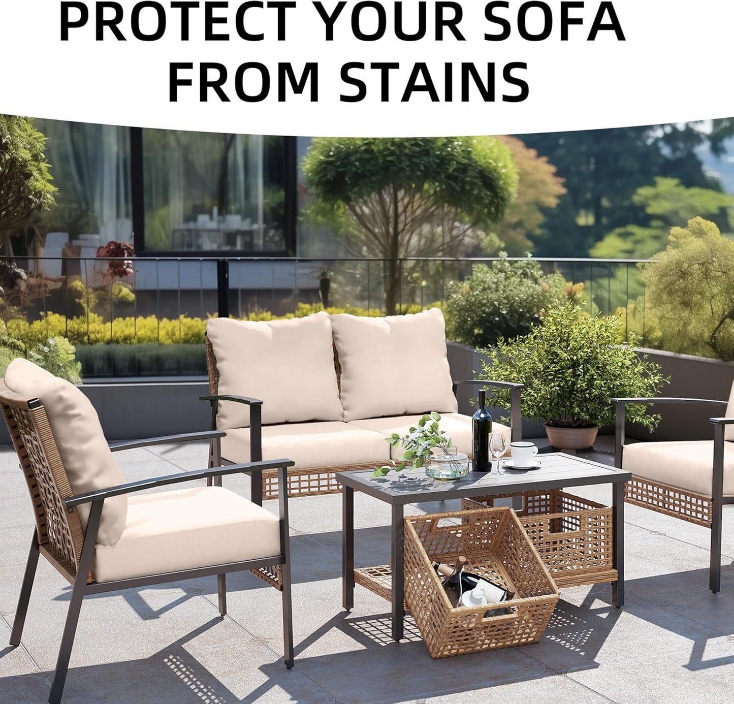 Skiennix Outdoor Cushion Covers Set - 12PCS Patio Furniture Slipcovers for Sofa & Sectional Chairs