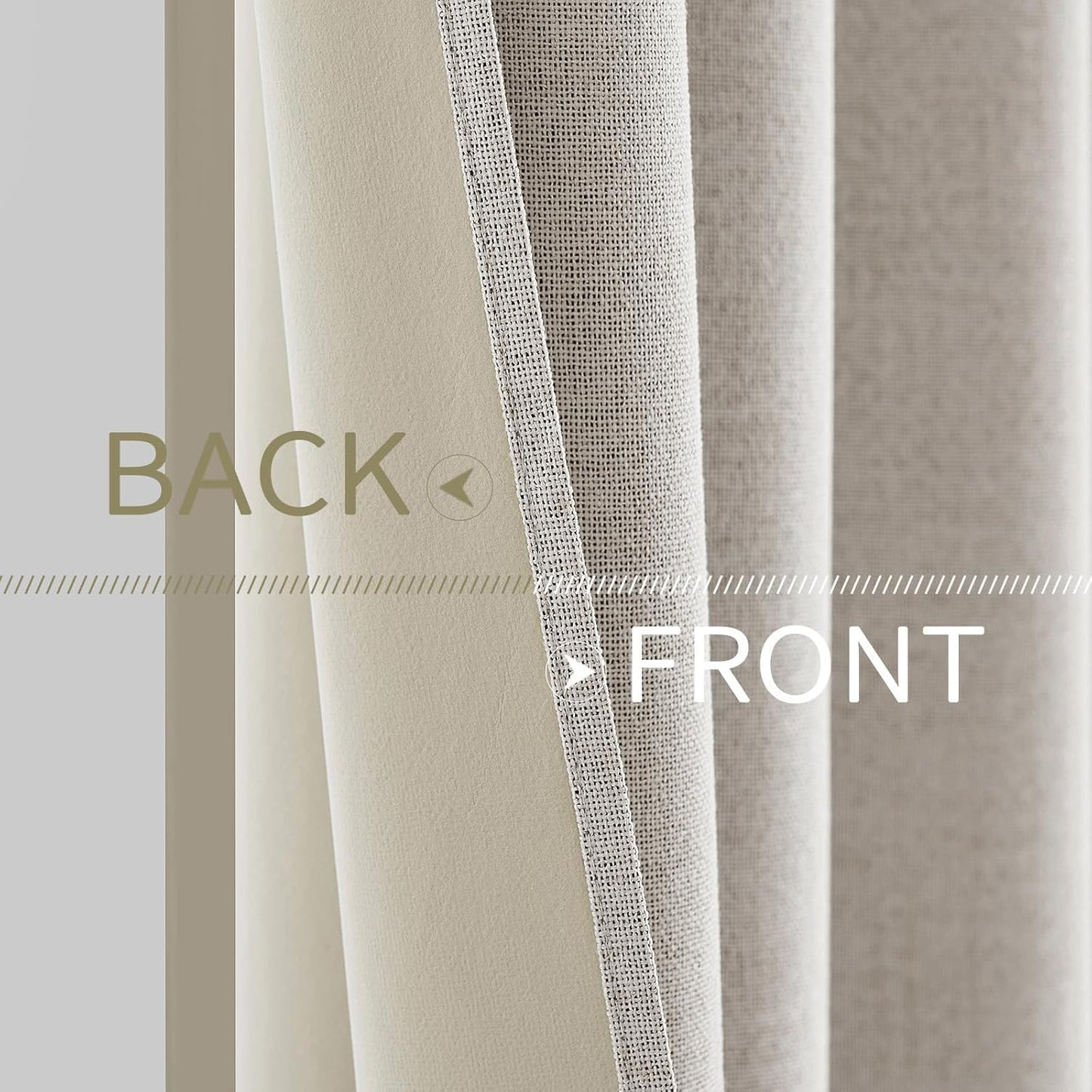 MIULEE 100% Blackout Linen Textured Curtains - Solid Thermal Insulated Cream White | Room Darkening Drapes 52 x 96 Inch (2 Panels)