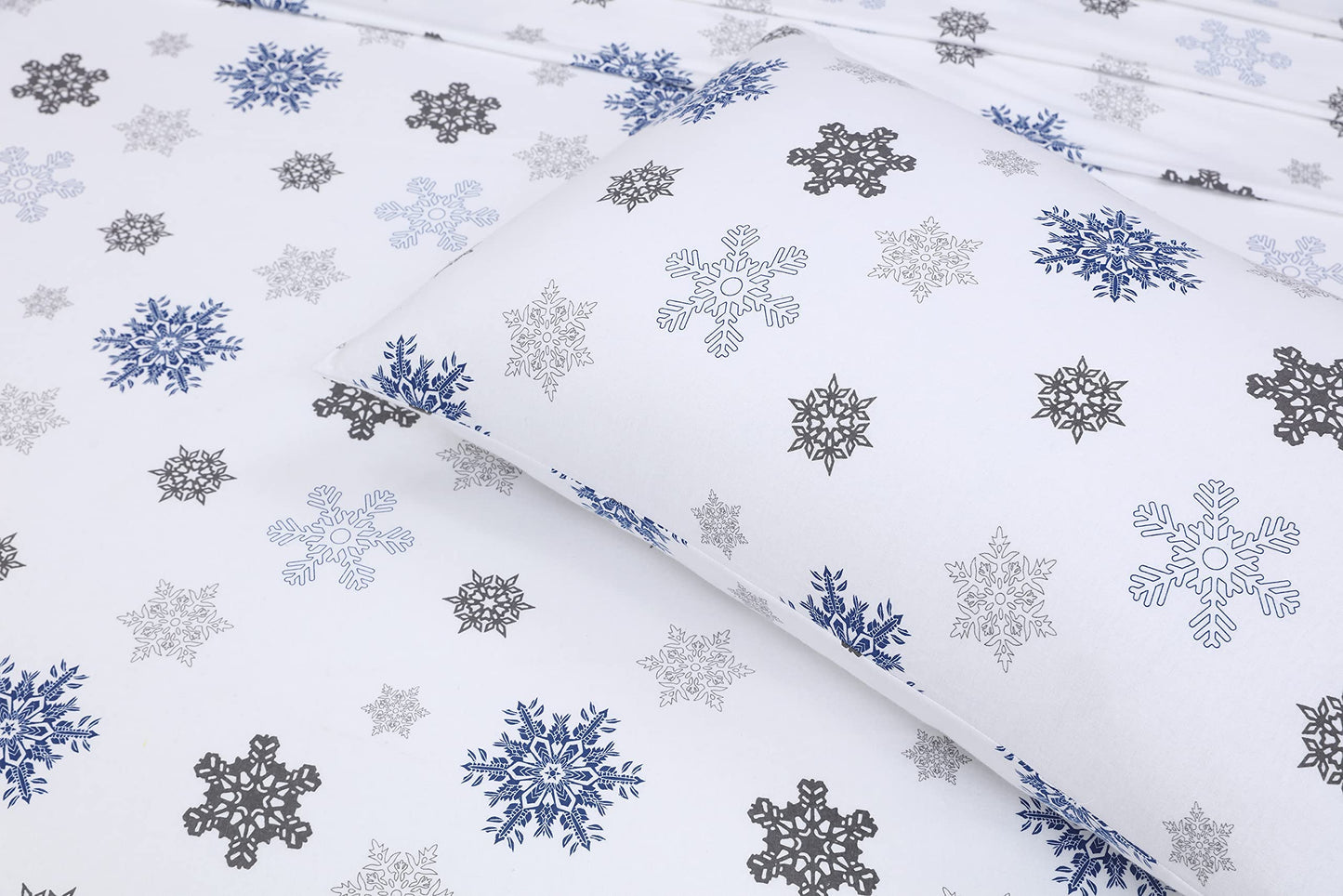 ZOYER Flannel Sheets King Size Set - Soft & Comfy Deep Pocket Cotton Flannel Bedding, Fitted Up to 16", Double Brushed King Bed Sheets, 4 Pieces, White Snow