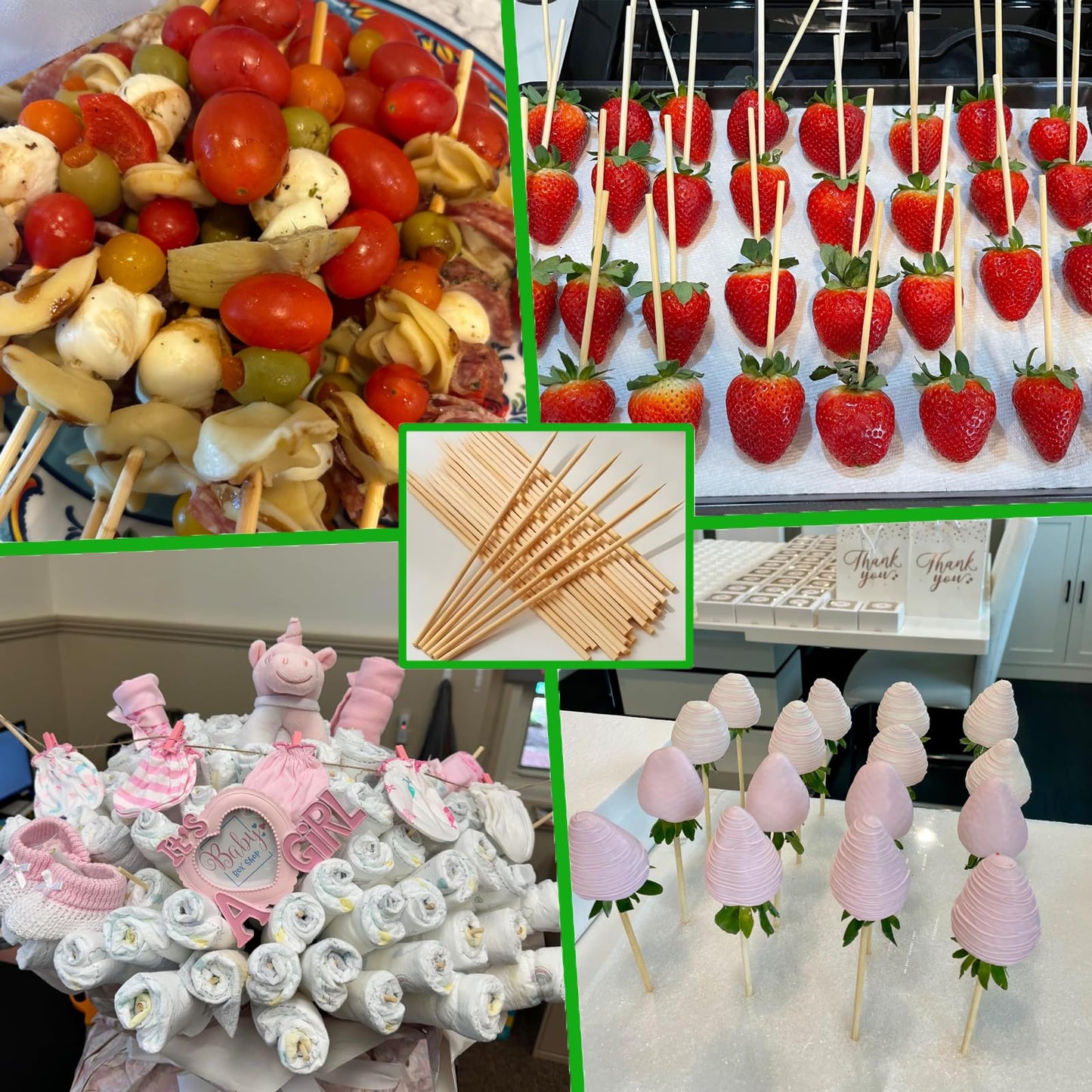 AOPANDA 6 Natural Bamboo Skewers Sticks for Marshmallows，BBQ，Kabob，Grilling，Barbecue，Kitchen,Roasting，Camping.More Size Choices 6"/8"/10"/12"/36"(100 PCS Φ=4mm)