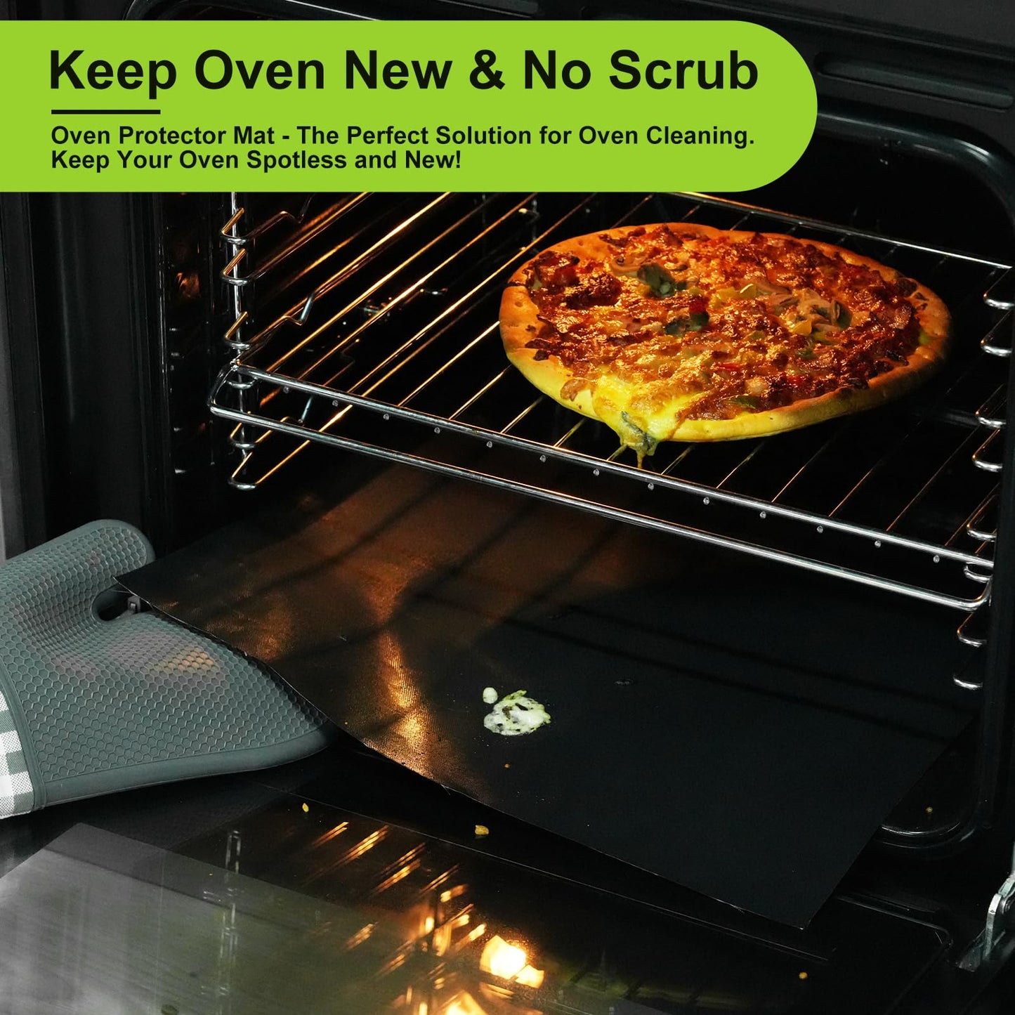 3 Pack Oven Liners for Bottom of Oven 16"x25", Large Thick Heavy Duty Non-Stick Teflon Oven Mat Set, Oven Floor Protector Liner