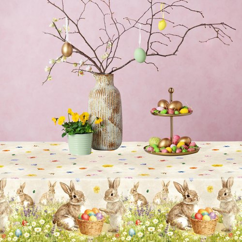 FUULOXE 4 Pcs Easter Plastic Tablecloth,54 x 108 Inch Disposable Religious Cross and Bunny Rectangle Table Cover for Indoor Outdoor Spring Easter Party Decorations